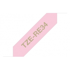 Brother TZE-RE34 etikettien kirjoitusnauha Kulta vaaleanpunaisella