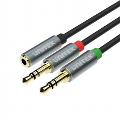 UNITEK Y-C957ABK audiokaabel 0,2 m 3.5mm 2 x 3.5mm Must, Hall