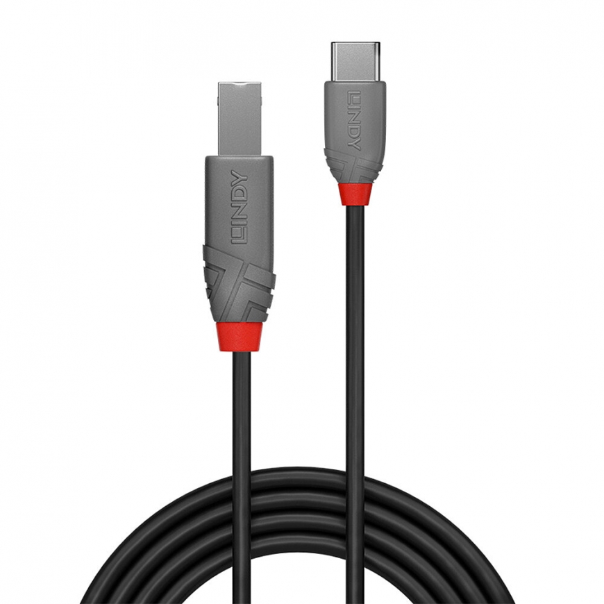 Lindy 3m USB 2.0 Type C to B Cable, Anthra Line – 2