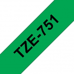 Brother TZE-751 marķēšanas lenta Melns uz zaļa