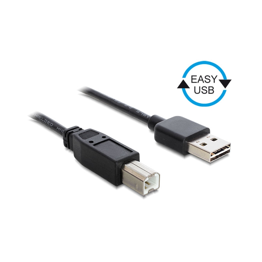 DeLOCK 1m USB 2.0 A - B m/m USB-kaabel USB A USB B Must