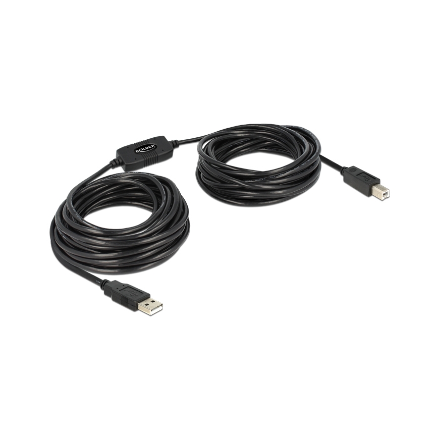 DeLOCK 11m, USB2.0-A - USB2.0-B USB kabelis USB A USB B Melns