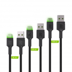 Green Cell KABGCSET01 USB кабель 2 m USB A USB C Черный