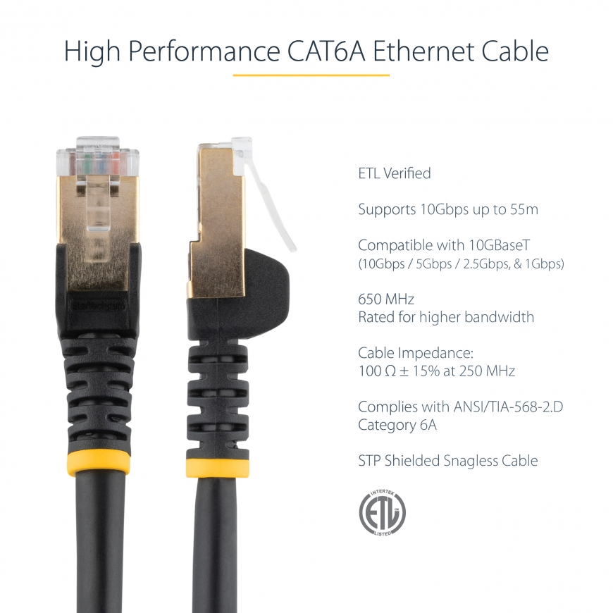 StarTech.com 6ASPAT3MBK võrgukaabel Must 3 m Cat6a U/FTP (STP) – 5