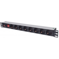Intellinet 713986 energosadales vienība, PDU 8 Maiņstrāvas izvade (-s) 1U Alumīnijs, Melns