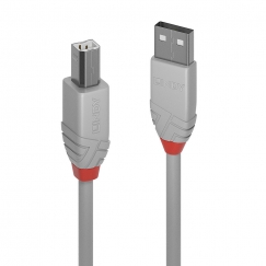 Lindy 36683 USB-kaapeli USB 2.0 2 m USB A USB B Harmaa