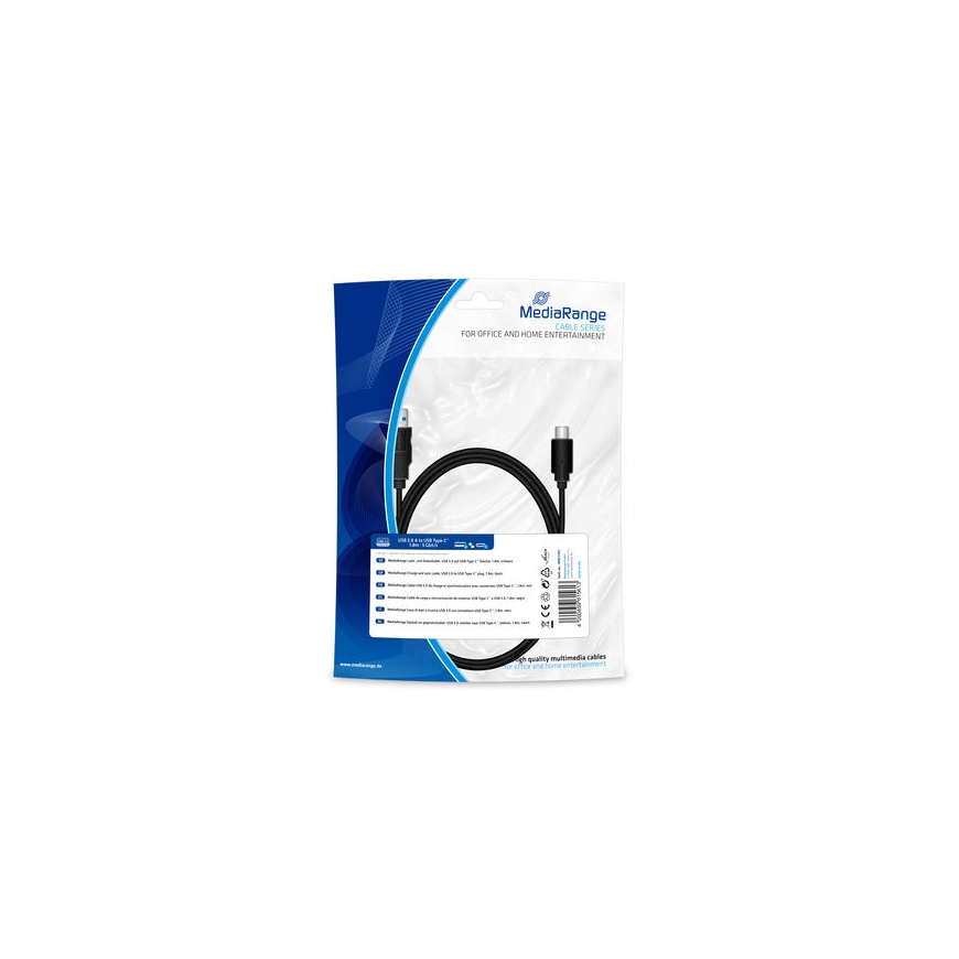 MediaRange MRCS182 USB kabelis USB 3.2 Gen 1 (3.1 Gen 1) 1,8 m USB A USB C Juoda