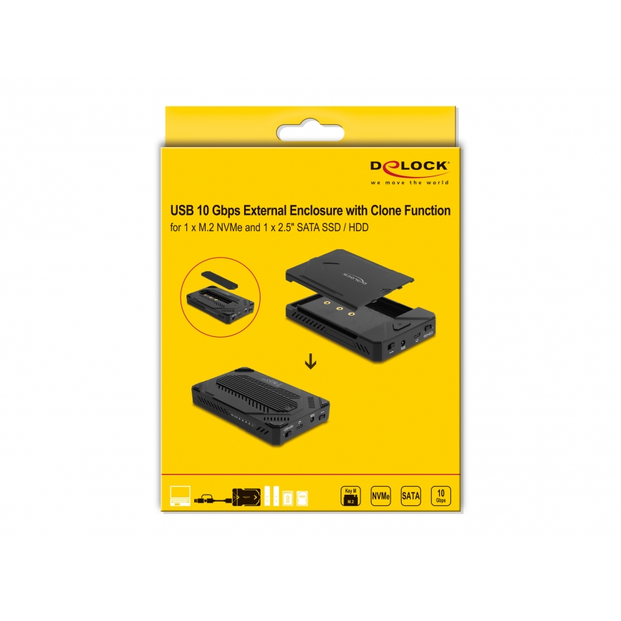 DeLOCK 42020 tallennusaseman kotelo HDD-/SSD-kotelo Musta 2.5" – 3