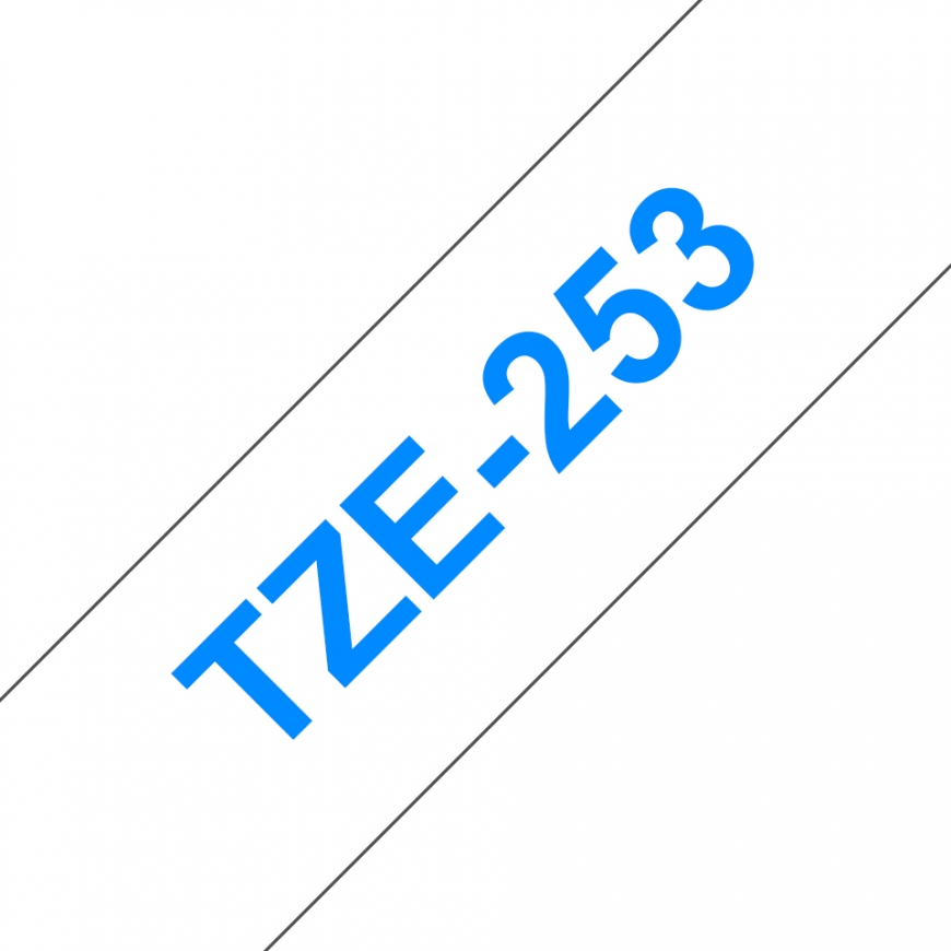 Brother TZE-253 etikettien kirjoitusnauha Sininen valkoisella