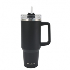 Termospuodelis su šiaudeliu, juodas, 1100 ml, nerūdijančio plien