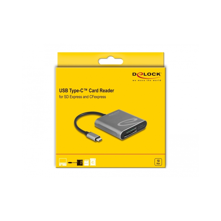 DeLOCK 91000 kaardilugeja USB 3.2 Gen 2 (3.1 Gen 2) Type-C Hall – 2