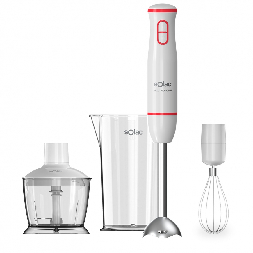 Solac BA5614 Iegremdējams blenderis 1000 W Sarkans, Caurspīdīgs, Balts