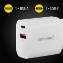 Intenso POWER ADAPTER USB-A/USB-C/7803012 Universalus Balta AC Spartusis įkrovimas Vidaus