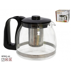 Stikla tējkanna ar tējas filtru 1250 ml, zāļu tējai, 13 × 14 × 1
