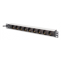 Digitus DN-95437 tehonjakeluyksikkö 9 AC-pistorasia(a) 1U Musta, Hopea