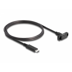 DeLOCK SuperSpeed USB 10 Gbps (USB 3.2 Gen 2) Cable USB Type-C male to female 1 m panel-mount black