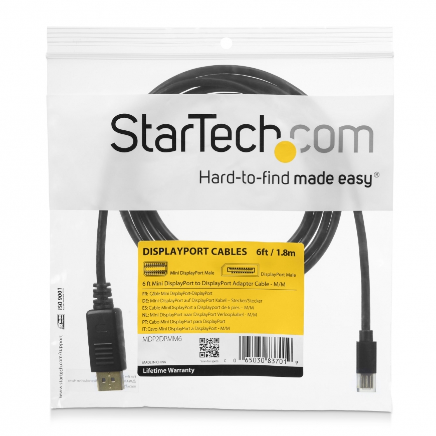 StarTech.com MDP2DPMM6 DisplayPort-kaapeli 1,8 m Mini DisplayPort Musta – 3