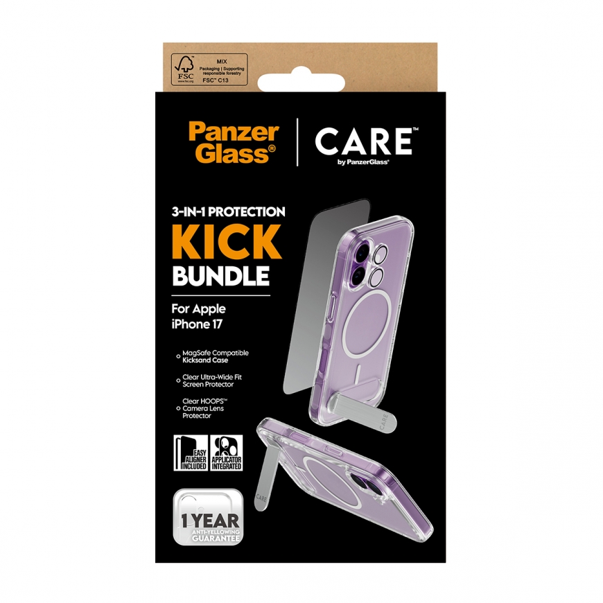PanzerGlass ® | CARE by ® 3-in-1 Feature Kick Bundle iPhone 17 – 3