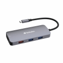 Verbatim CMH-09 USB tüüp-C 10000 Mbit/s Hõbe Verbatim CMH-09 USB tüüp-C 10000 Mbit/s Hõbe