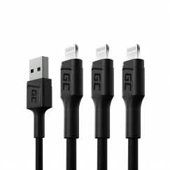 Green Cell KABGCSET05 кабель с разъемами Lightning 1,2 m Черный