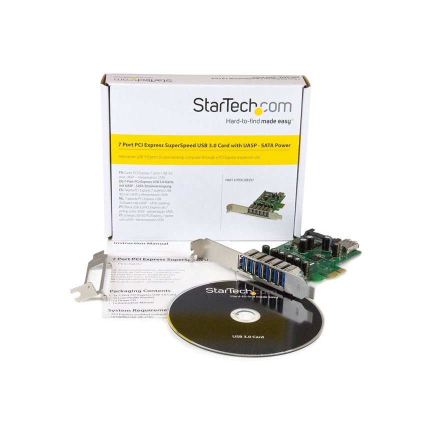 StarTech.com PEXUSB3S7 interfeisa karte/adapteris Iekšējs SATA, USB 3.2 Gen 1 (3.1 Gen 1) – 5