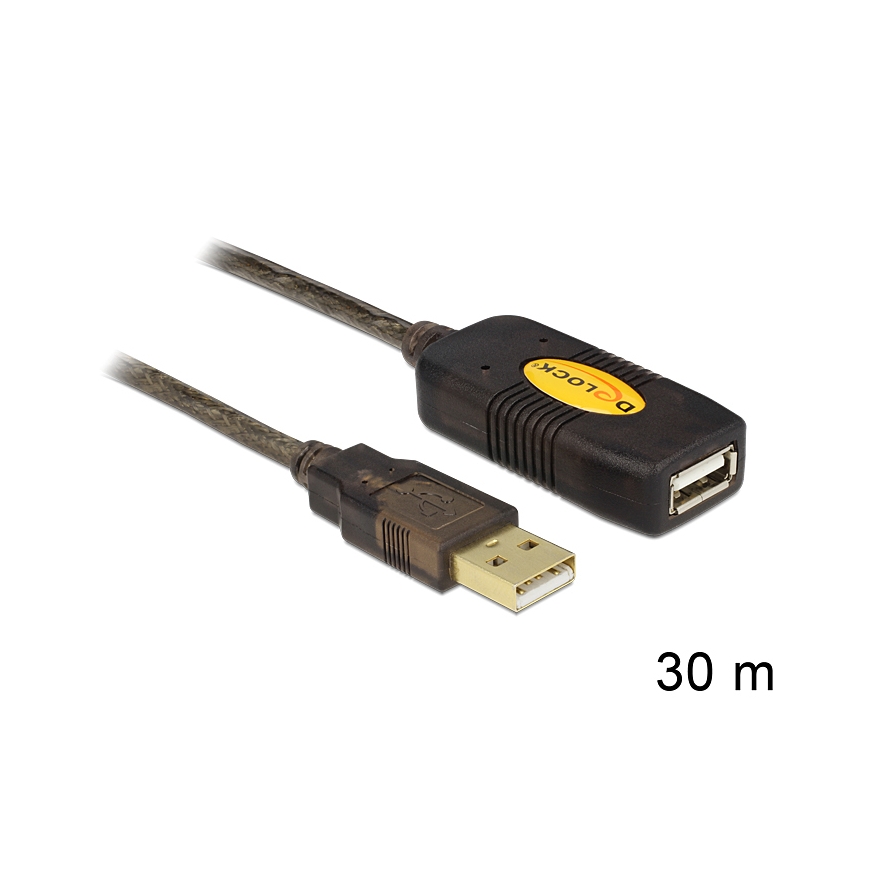 DeLOCK 30m, USB2.0 - USB2.0 USB cable USB A Black – 2
