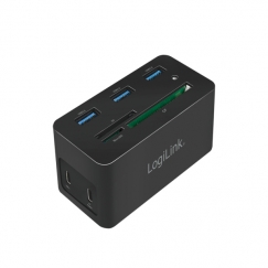 LogiLink UA0370 kannettavien tietokoneiden telakka ja porttitoistin Langallinen USB 3.2 Gen 1 (3.1 Gen 1) Type-C Musta