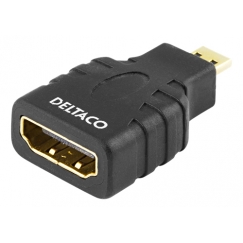 Deltaco 00100027 kabeļu spraudņu pāreja HDMI Type D (Micro) HDMI Type A (Standard) Melns