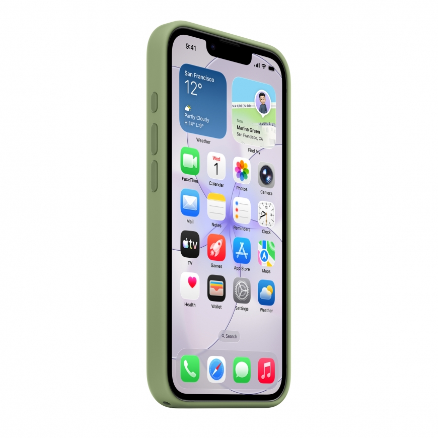 Apple iPhone 17e:n MagSafe-silikonikuori - vaalea sammal – 4