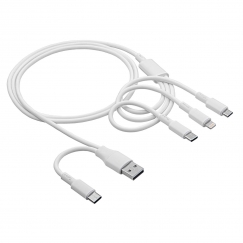 Akyga AK-USB-52 USB-kaabel 1,2 m USB A/USB C USB C/Micro-USB B/Lightning Valge