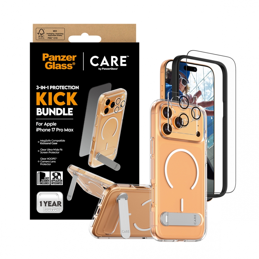 PanzerGlass ® | CARE by ® 3-in-1 Feature Kick Bundle iPhone 17 Pro Max Kirkas näytönsuoja Apple 1 kp – 5