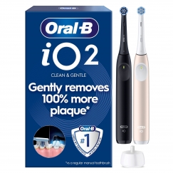 Oral-B iO2 elektrinė dantų šepetėlis, juodas ir rožinis + kelioninė dėžutė