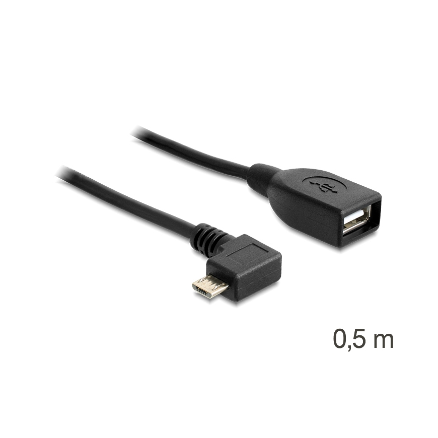 DeLOCK USB micro-B - USB 2.0-A, 0.5m USB cable Micro-USB B USB A Black
