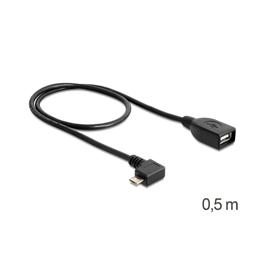 DeLOCK USB micro-B - USB 2.0-A, 0.5m USB-kaapeli 0,5 m Micro-USB B USB A Musta – 2