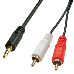 Lindy 35681 garso kabelis 2 m 3.5mm 2 x RCA Juoda, Raudona, Balta