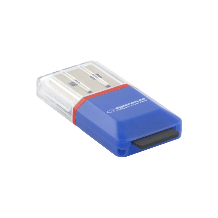 Esperanza EA134B kortelių skaitytuvas USB 2.0 Mėlyna, Sidabras, Permatomas