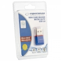 Esperanza EA134B kortelių skaitytuvas USB 2.0 Mėlyna, Sidabras, Permatomas Esperanza EA134B kortelių skaitytuvas USB 2.0 Mėlyna, Sidabras, Permatomas