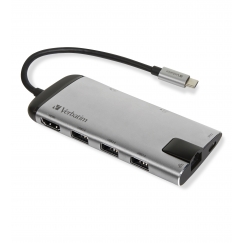 Verbatim 49142 dokstacija USB 3.2 Gen 1 (3.1 Gen 1) Type-C Melns, Sudrabs