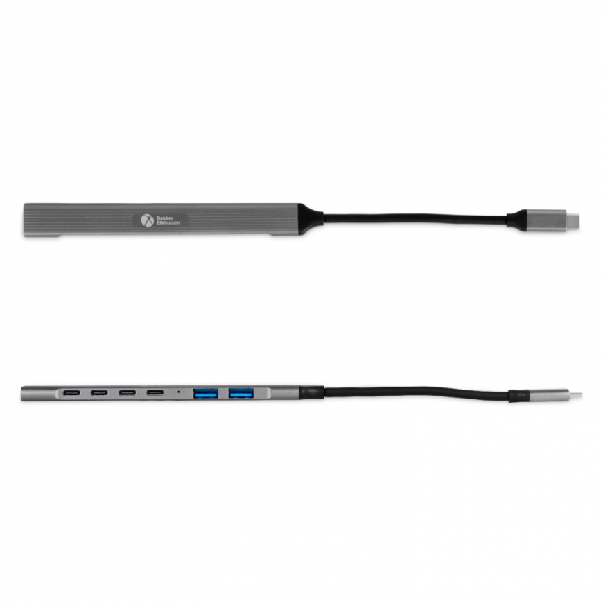 BakkerElkhuizen USB-C Hub 7-in-1 (3A+4C) USB Type-C 5000 Мбит/с Черный, Серый – 2