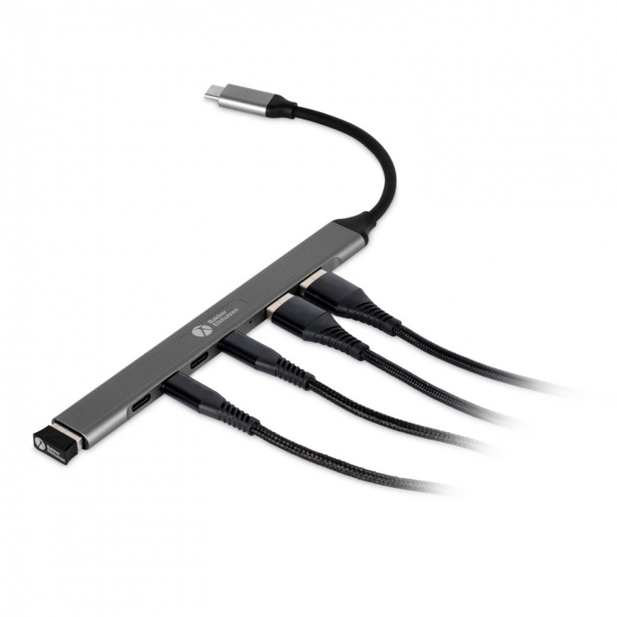 BakkerElkhuizen USB-C Hub 7-in-1 (3A+4C) USB Veids-C 5000 Mbit/s Melns, Pelēks – 5