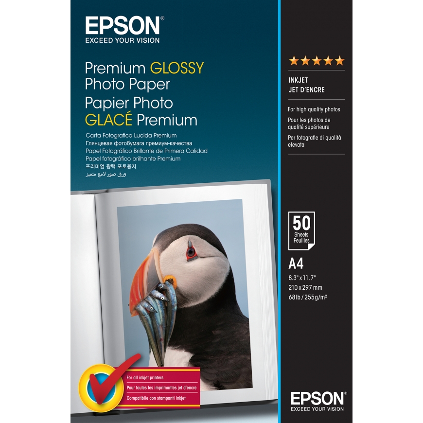 Epson Premium Glossy Photo Paper - A4 - 50 Arkkia