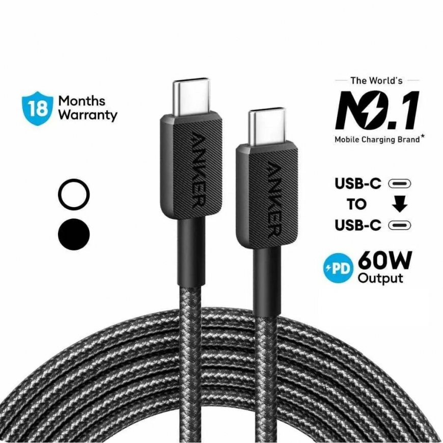 Anker 322 USB kabelis 0,9 m USB C Juoda – 2