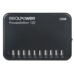 RealPower Power Station 120 Смартфон, Планшет Черный Кабель переменного тока Для помещений