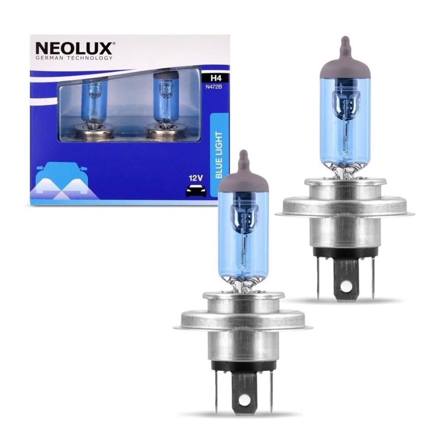 NEOLUX MĖLYNOS ŠVIESOS H4 12 V 60/55 W, 2 VNT.