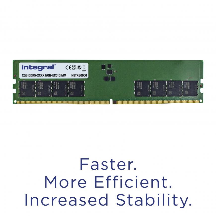 Integral 8GB PC RAM MODULE DDR5 5600MT/s PC5-44800 UNBUFFERED NON-ECC DIMM 1.1V 1GX16 CL46 – 2