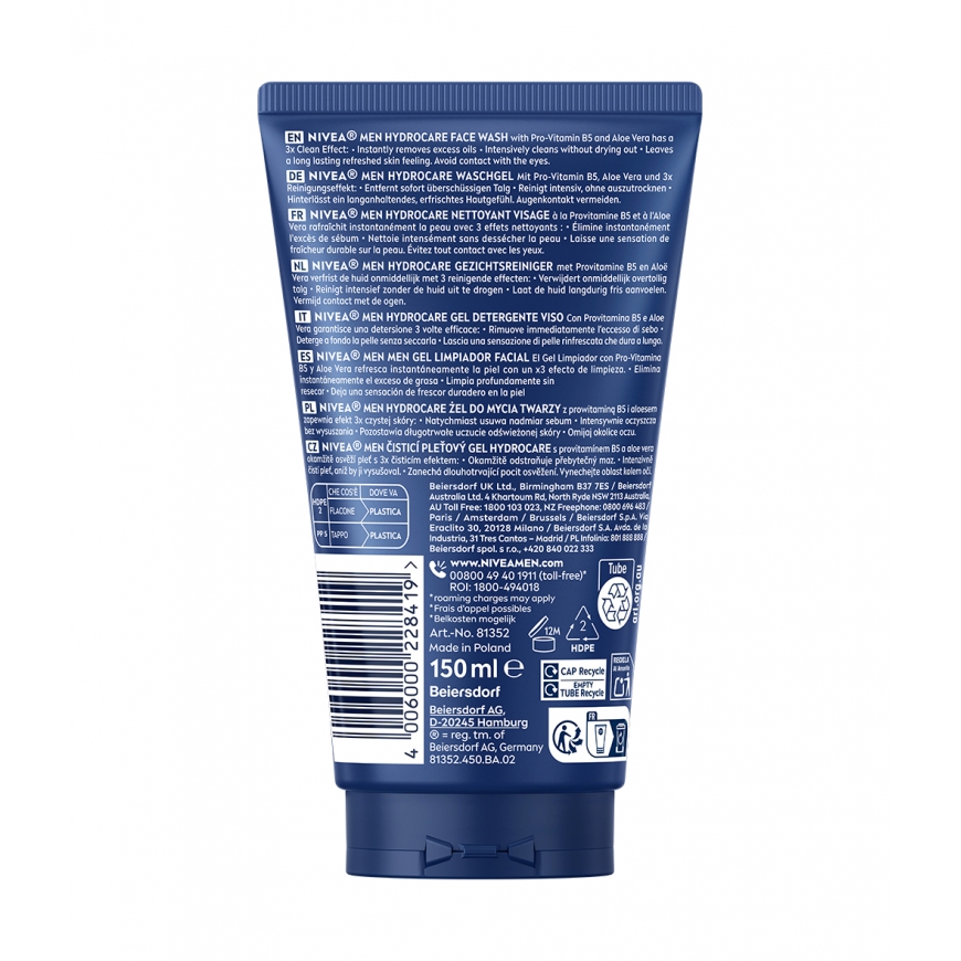 NIVEA Men Hydrocare Attīrošs gels Vīrieši 150 ml – 2