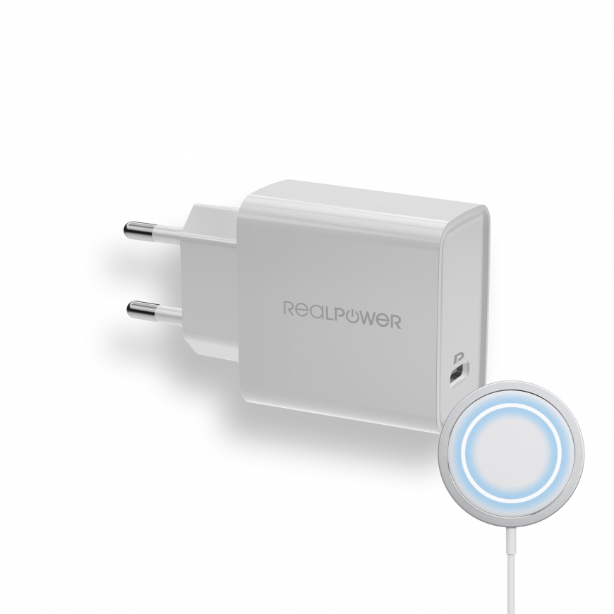 RealPower PC-MagSet Universalus Balta AC Belaidis įkrovimas Vidaus