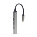 Gembird UHB-CM-U3P1U2P3-03 interfeisa centrmezgls USB 3.2 Gen 1 (3.1 Gen 1) Type-C 5000 Mbit/s Sudra