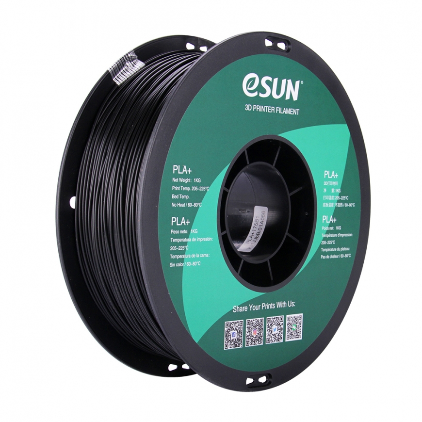 eSUN PLA+175B1 3D printēšanas materiāls Polipienskābe + (PLA+) Melns 1 kg – 2