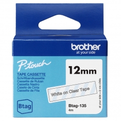 Brother BTAG-135 этикеточная лента Белый на прозрачном